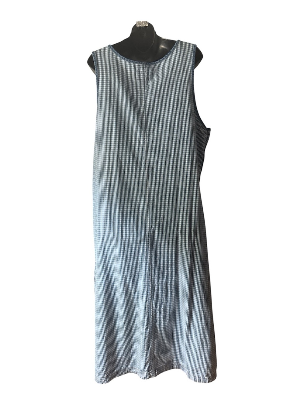 Vintage Susan Bristol Blue Gingham Sleeveless Maxi Jumper Dress with Pocket - Picture 6 of 7